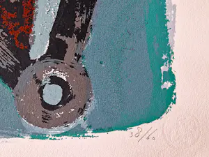 Piet Warffemius - Grote, in 1991 gemaakte kleuren lithografie "Latmul" beperkte oplage (38/60) kopen? Bied vanaf 50!