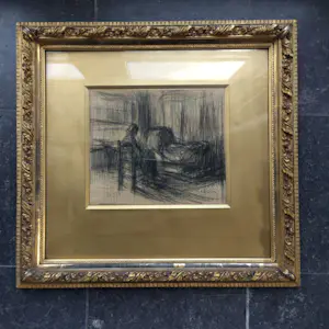 Jakob Smits - Gesigneerde houtskool tekening - Vrouw bij bed kopen? Bied vanaf 150!