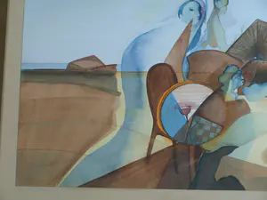 Edwin Engels - Ingelijste aquarel , Landschap – 1975 – Lijst, 97 x 68 cm. kopen? Bied vanaf 60!