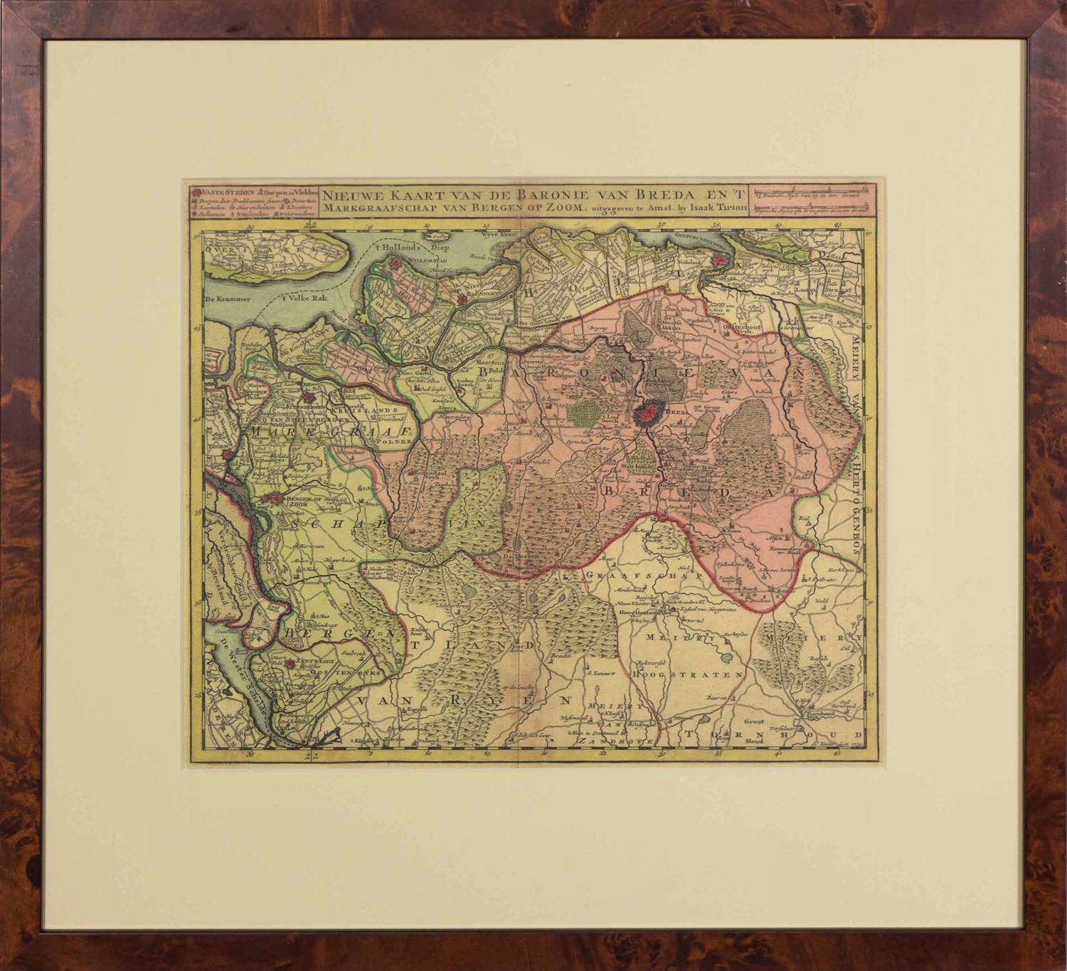 Isaac Tirion - Nieuwe kaart van de Baronie van Breda - Ingelijst kopen? Bied vanaf 20!