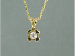 14k gouden collier met hanger bezet met diamant tot. 0.12ct - 45 cm lang kopen? Bied vanaf 200!