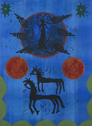 Herman van den Boom - Monotype, Paard van Troje - Ingelijst kopen? Bied vanaf 1!