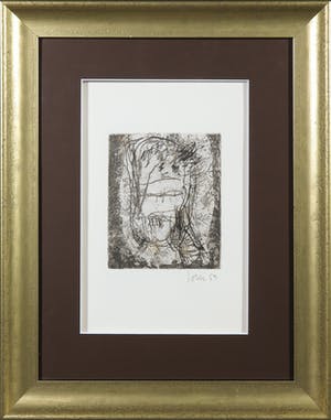 Asger Jorn - Ets en droge naald op handgeschept Japon, Friedhof der Maulwürfe - Ingelijst kopen? Bied vanaf 1!