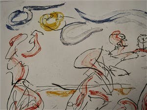 Wim Worm - gebruikt altijd felle kleuren - gesigneerde Litho - Strand - 1987 kopen? Bied vanaf 20!