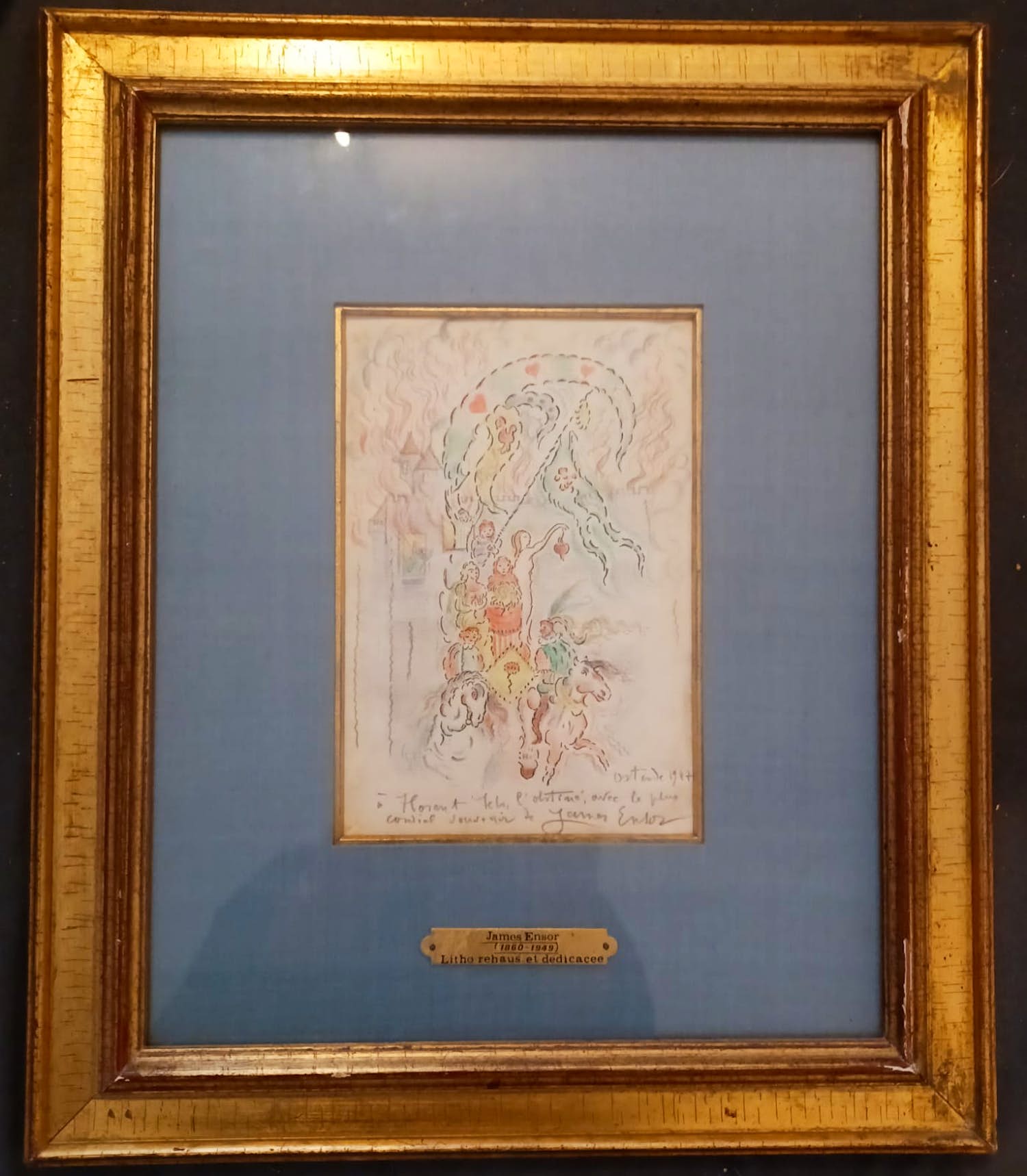 James Ensor - Lithographie ingekaderd verkocht voor € 250!