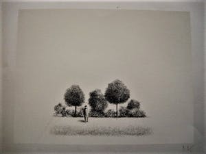 Metten Koornstra - meester van de verstilling - Litho Man in landschap - gesigneerd - jaren 60 kopen? Bied vanaf 10!