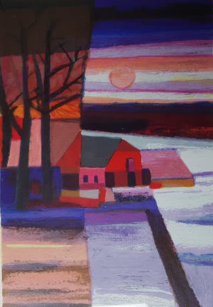 Ton Schulten - Zeefdruk 20/20 - Huisje in besneeuwd landschap kopen? Bied vanaf 199!