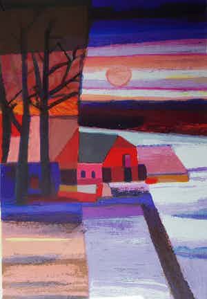 Ton Schulten - Zeefdruk 20/20 - Huisje in besneeuwd landschap verkocht voor € 199!