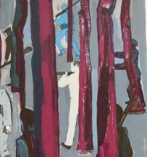 Hans Ebeling Koning - 2 ingelijste gesig litho's 'Bos Rechts en Bos Links kopen? Bied vanaf 170!