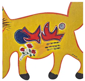 Corneille - Polychroom beschilderde metalen sculptuur: kat kopen? Bied vanaf 599!