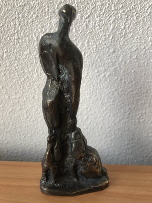 Brons (Onbekend) - Beeld van een man met konijn op zijn arm en hond en kat naast hem. kopen? Bied vanaf 65!