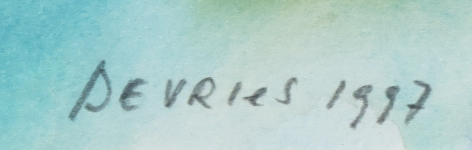 Paul de Vries - Aquarel, Z.T. Roos - Ingelijst kopen? Bied vanaf 1!