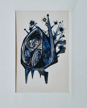 AcheterRu van Rossem - mooie, in 1958 gemaakte kleuren lithografie "de strijd tussen licht en donker"? Enchérissez de 20!