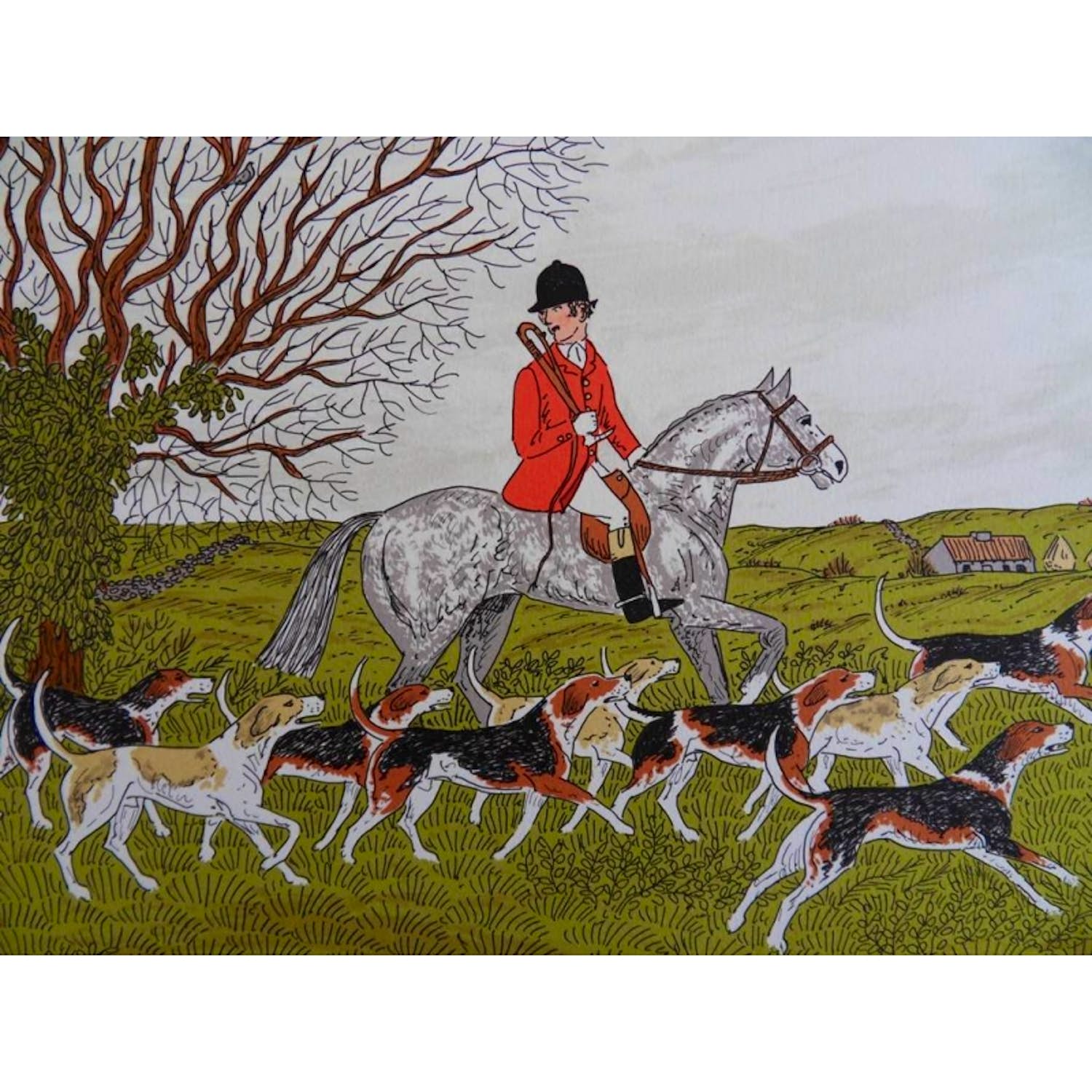 Vincent Haddelsey - Kleurenlitho THE HUNT Handgesigneerd. verkocht voor € 69!