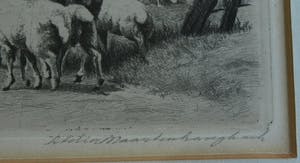 Maarten Langbroek - Ingelijste ets, Voorjaar op Texel – ca. 1970 kopen? Bied vanaf 35!