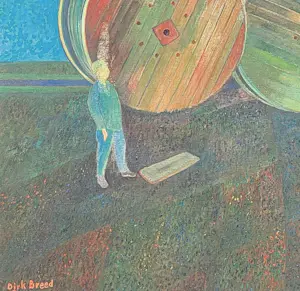 Dirk Breed - Landschap met haspels en boer kopen? Bied vanaf 1075!