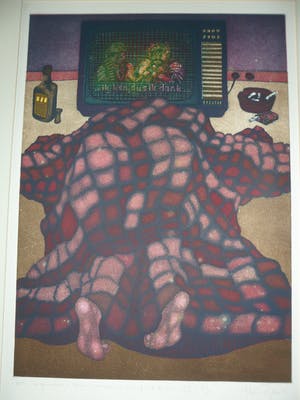 Helen van der Deen - Ets/Aquatint, Serie "van uit mijn slaapzak gezien IX". kopen? Bied vanaf 30!
