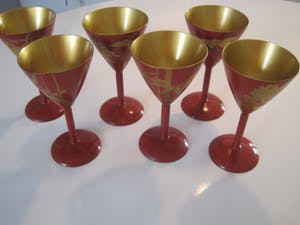 Niet of onleesbaar gesigneerd - Japans Makie lakwerk zes houten bekertjes kopen? Bied vanaf 10!