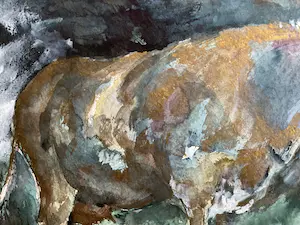 Niet of onleesbaar gesigneerd - Koe in goud. kopen? Bied vanaf 1!