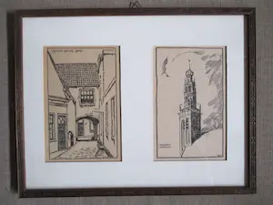 Niet of onleesbaar gesigneerd - Twee ingelijste lithografien Haarlem kaufen? Bieten Sie von 1!
