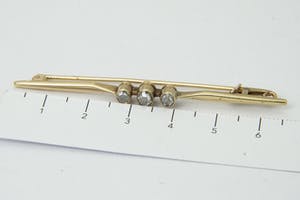 2002- Vintage gouden (14kt) Broche met 3 steens diamant (Amsterdamse roos) kopen? Bied vanaf 180!