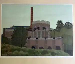 Sees Vlag - Linosnede - De Cruquius - stoomgemaal Vijfhuizen - 39/65 - handgesigneerd verkauft für € 125!
