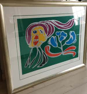 Karel Appel - In mooie lijst met paspartout verkocht voor € 400!