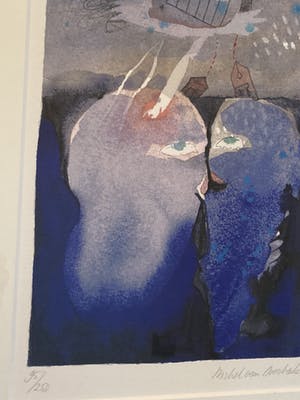 Michel van Overbeeke - kleurenets met twee kussende figuren kopen? Bied vanaf 70!