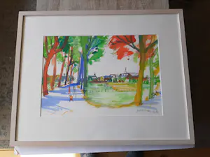 Guus van Eck - Gouache, Stevensweert. kopen? Bied vanaf 225!