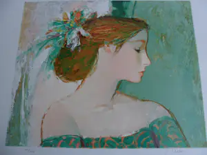 Sachiko Imai - Litho, 'Femme au robe verte' Vrouw in groene jurk kaufen? Bieten Sie von 45!