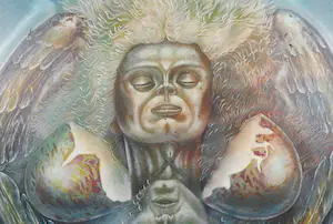 Frans Erkelens - Acryl op doek, Kilhuch en de liefde voor Oliven 1 - Ingelijst (Groot) kopen? Bied vanaf 50!