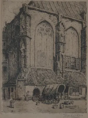 AcheterJan Antonius van Schooten - Kerkplein bij de Cunerakerk Rhenen? Enchérissez de 30!
