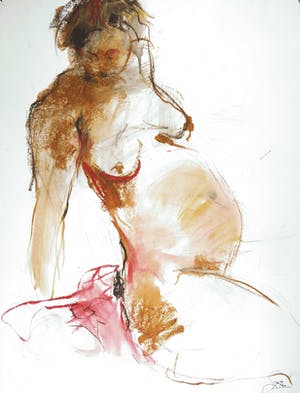 Franscz Witte - Gemengde techniek op papier, Zittend naakt kopen? Bied vanaf 1!