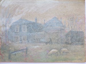 Harm Kamerlingh Onnes - Boerderij in de mist - Gemengde techniek kopen? Bied vanaf 90!