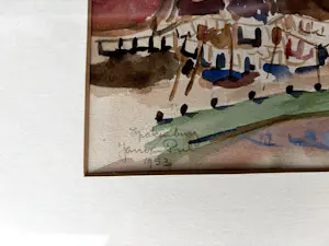 Jan van Riel - Aquarel van Jan van Riel uit 1953 van de haven van Spakenburg. kopen? Bied vanaf 85!