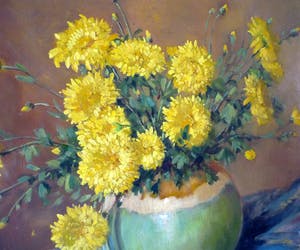 Hendrikus van Langen - Bloemen - Chrysanthemum stilleven in een gemberpotje kopen? Bied vanaf 100!