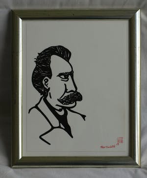 Pieter Zandvliet - Inkttekening , “Man met snor” – gesigneerd en ingelijst - 2013 kopen? Bied vanaf 35!