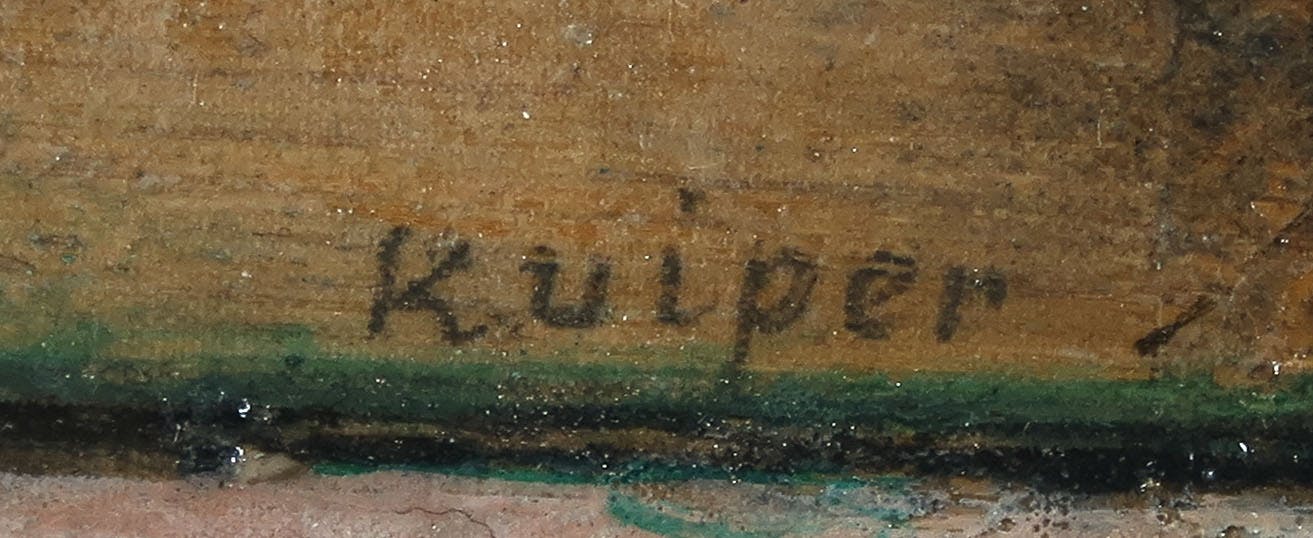 Jan Kuiper - Olieverf op paneel, Kijken naar moedertje nacht - Ingelijst kopen? Bied vanaf 150!