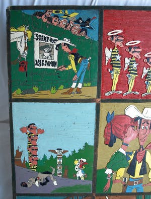 Curiosa - 12 Uit linoleum gesneden covers Lucky Luke – Groot – jaren ‘70 kopen? Bied vanaf 1!