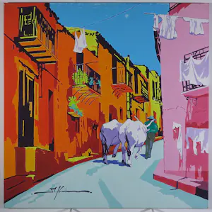 Marco Kooiman - Acryl op doek, Il contadino kopen? Bied vanaf 200!