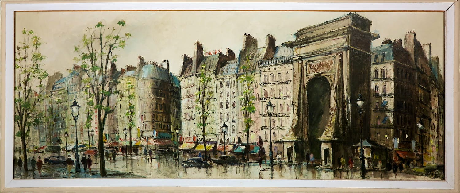 Rein Snapper - Olieverf op doek, Porte St. Denis Parijs - Ingelijst (Zeer groot) verkocht voor € 350!