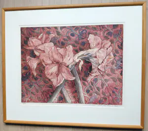 Marcel Schellekens - Amaryllis, aquatint ets (netjes ingelijst, groot) kopen? Bied vanaf 150!