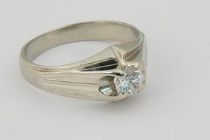 1490 - Exclusieve 14 Kt. Witgouden & Diamanten solitairring 0.50ct /H/vs1 kopen? Bied vanaf 480!