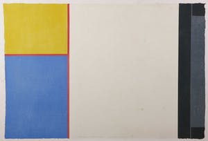 Geerhard Kuipers - Houtsnede, Compositie met blauw en geel - Ingelijst kopen? Bied vanaf 1!