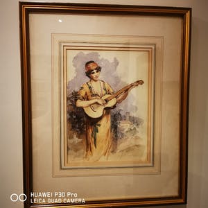William Henry Margetson - vrouw spelend op een romantische gitaar kopen? Bied vanaf 500!