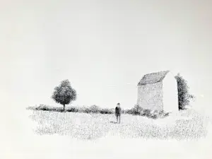 Metten Koornstra - landschap met eenzame man kopen? Bied vanaf 60!