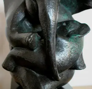 Miep Maarse - Bronzen sculptuur: Parasol (Moeder olifant met kind) - 2001 kopen? Bied vanaf 1250!