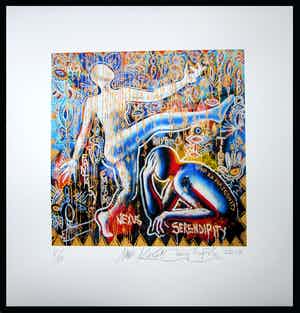 Mark Kostabi - Serendipity - Giclèe op papier2017 - handgesgineerd oplage 61/100 verkocht voor € 125!