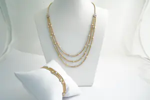 84 - Exclusieve SET 14 Krt gouden halssieraad en armband - tri-color - gekeurd kaufen? Bieten Sie von 720!