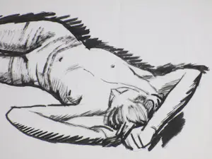 Herman Bieling - Liggend Naakt - Inkttekening kopen? Bied vanaf 45!